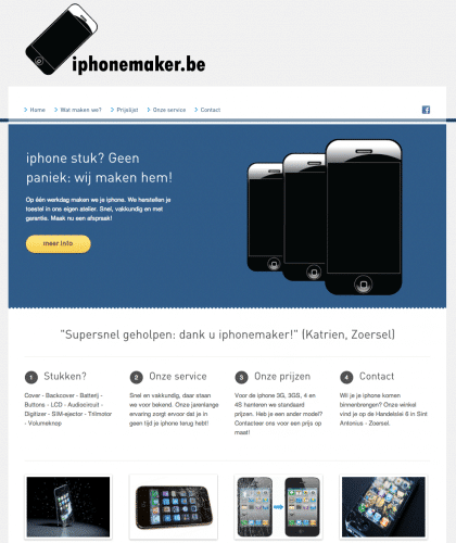 Iphonemaker.be homepage